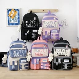 Sac à Dos Multifonctionnel Kawaii Grand Volume Imperméable et Résistant 5Pcs Bleu SACKDS29BL - حقيبة ظهر بعدة قطع بتصميم كاوايي 2
