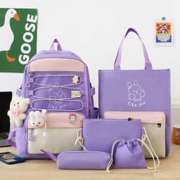                   Sac à Dos Multifonctionnel Kawaii Grand Volume Imperméable et Résistant 5Pcs Mauve SACKDS33MV - حقيبة ظهر بعدة قطع بتصميم كاوايي 2