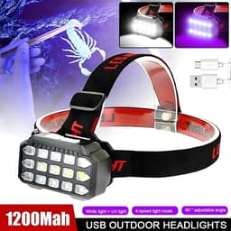 Lampe Frontale LED Rechargeable avec UV SQ-818-UV - مصباح الرأس القابل للشحن بإضاءة مزدوجة 1