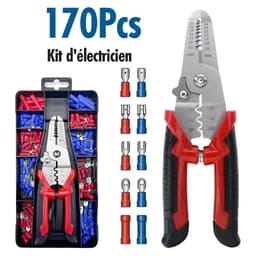 Coffret de sertissage 3en1 avec cosses 22-10 AWG – 170 pièces pour l’électricien 1