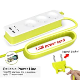 AVEL Multiprise 3 Sockets avec 4 ports USB Cordon 1,8 m Enroulable – مقبس طاقة مع منافذ شحن 1
