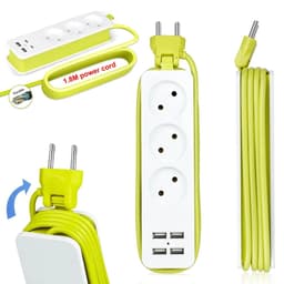 AVEL Multiprise 3 Sockets avec 4 ports USB Cordon 1,8 m Enroulable – مقبس طاقة مع منافذ شحن 2