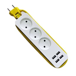 AVEL Multiprise 3 Sockets avec 4 ports USB Cordon 1,8 m Enroulable – مقبس طاقة مع منافذ شحن 5
