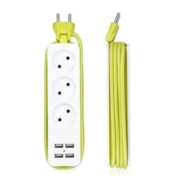 AVEL Multiprise 3 Sockets avec 4 ports USB Cordon 1,8 m Enroulable – مقبس طاقة مع منافذ شحن 6