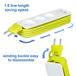 AVEL Multiprise 3 Sockets avec 4 ports USB Cordon 1,8 m Enroulable – مقبس طاقة مع منافذ شحن 7