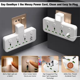 Multiprise Murale LED avec 2 ports USB-A et 1 port USB-C (charge rapide) – مقبس طاقة مقبس طاقة مع منافذ شحن 3