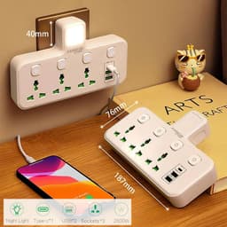Multiprise Murale LED avec 2 ports USB-A et 1 port USB-C (charge rapide) – مقبس طاقة مقبس طاقة مع منافذ شحن 9