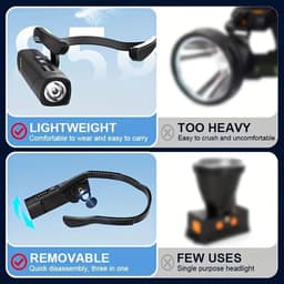 Lampe Frontale Rechargeable 1000 Lumen Avec Sensor de Mouvement et 5 Modes de Lumière 6