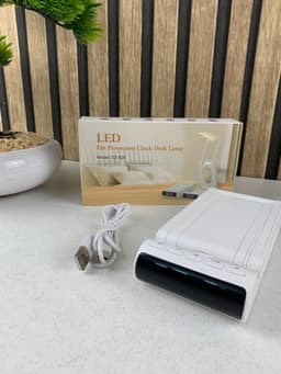 Lampe de bureau rechargeable sans fil avec réveil LED et power bank 5000 mAh – مصباح مكتب ومصباح مع شاحن متنقل 5