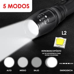 Lampe de poche tactique IP65 de 18 000 lumens - avec lumière LED et deux piles rechargeables - Swat 7