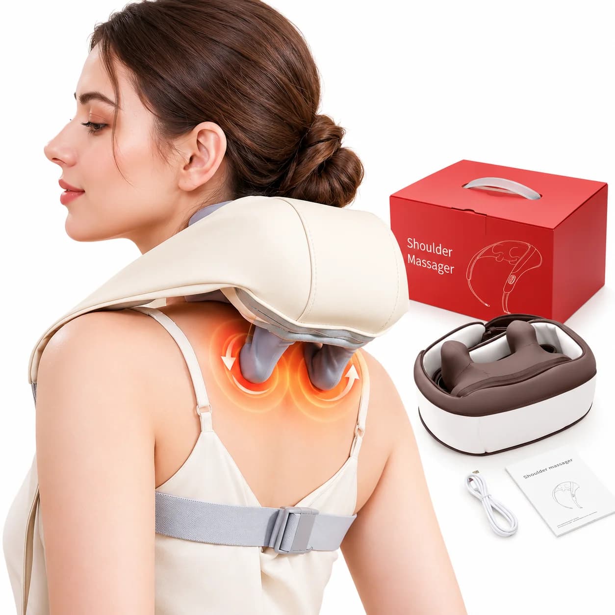 Appareil de Massage Sans Fil pour Cou et Épaules avec Chaleur Apaisante SH-168 - جهاز مساج الرقبة والكتفين اللاسلكي مع خاصية التسخين