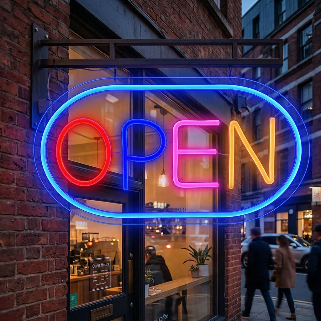 Panneau LED Neon Signe Open - لوحة مضيئة لواجهة محل