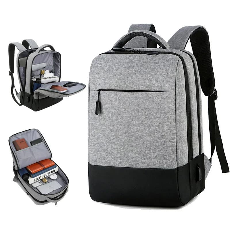 Sac à Dos Ordinateur Portable Multifonctionnel avec Port de Charge USB Grand Volume SACHM07GR - حقيبة ظهر متعددة الاستخدامات للكمبيوتر المحمول والعمل مع منفذ شحن